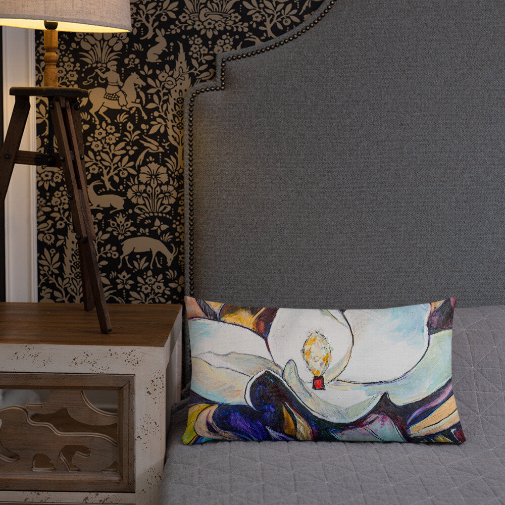 Purple and Gold Magnolia Premium Pillow