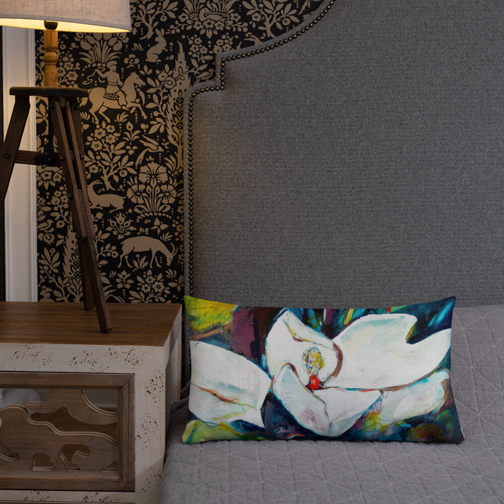 Magnolia with Painted Bunting Premium Pillow