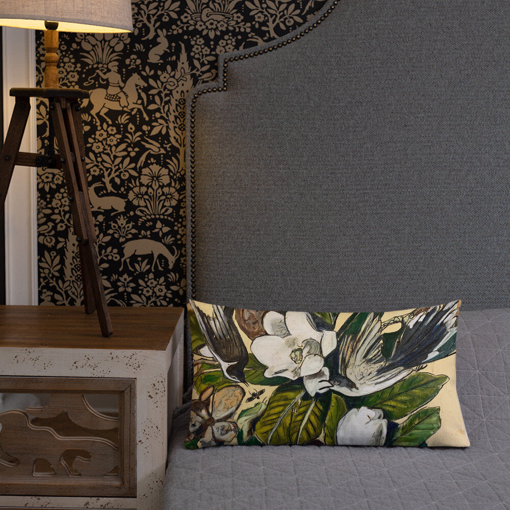 Cuckoos with Magnolia Premium Pillow