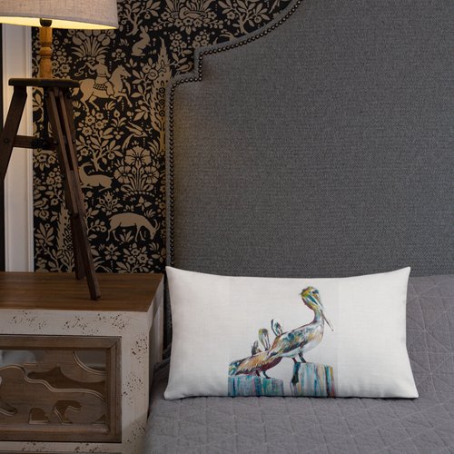 Bold Pelicans in the Fog Premium Pillow