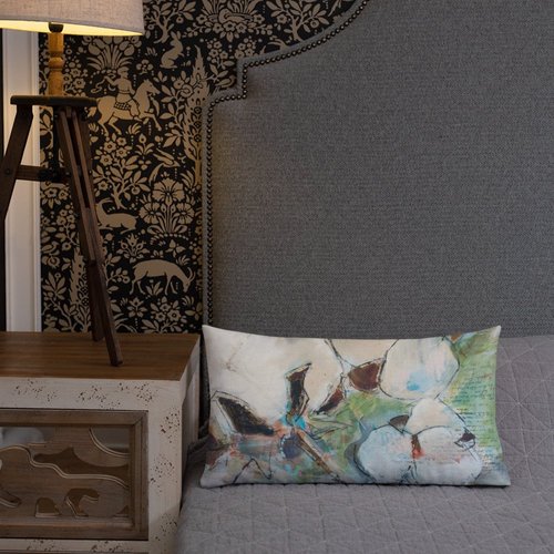 Square Vintage Cotton Collage III Premium Pillow