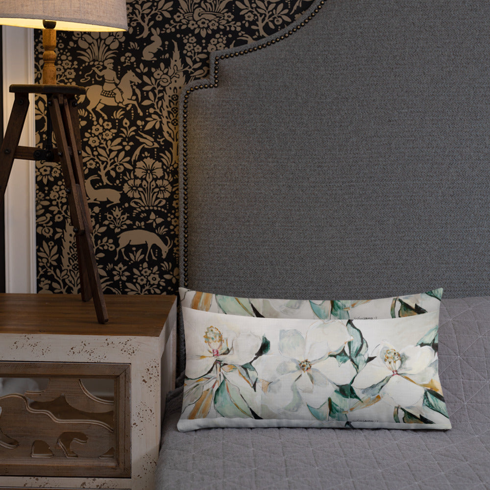 Soft Magnolia Triptych Premium Pillow