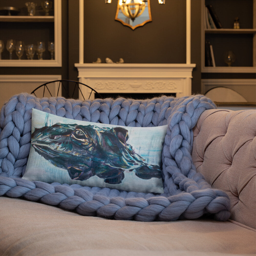 Alligator Reflection Premium Pillow