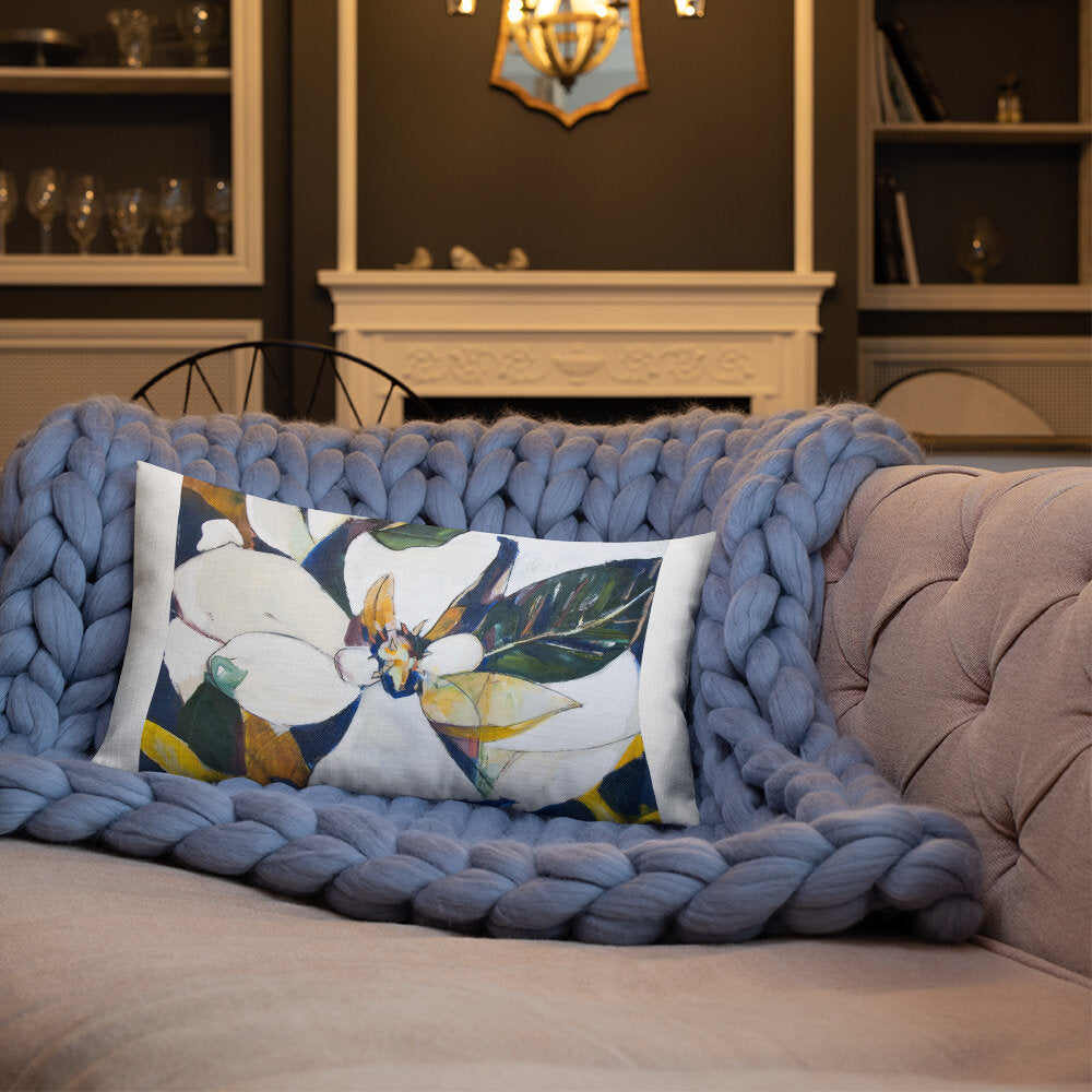 Navy Magnolia Premium Pillow