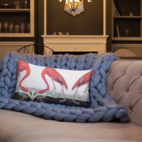 Pink Flamingo Pattern Premium Pillow