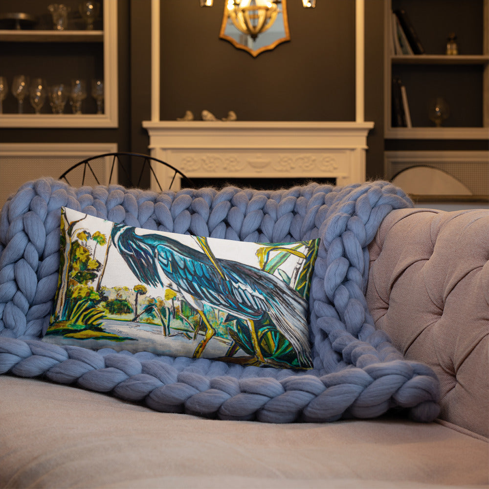 Blue Heron (Dark) Premium Pillow