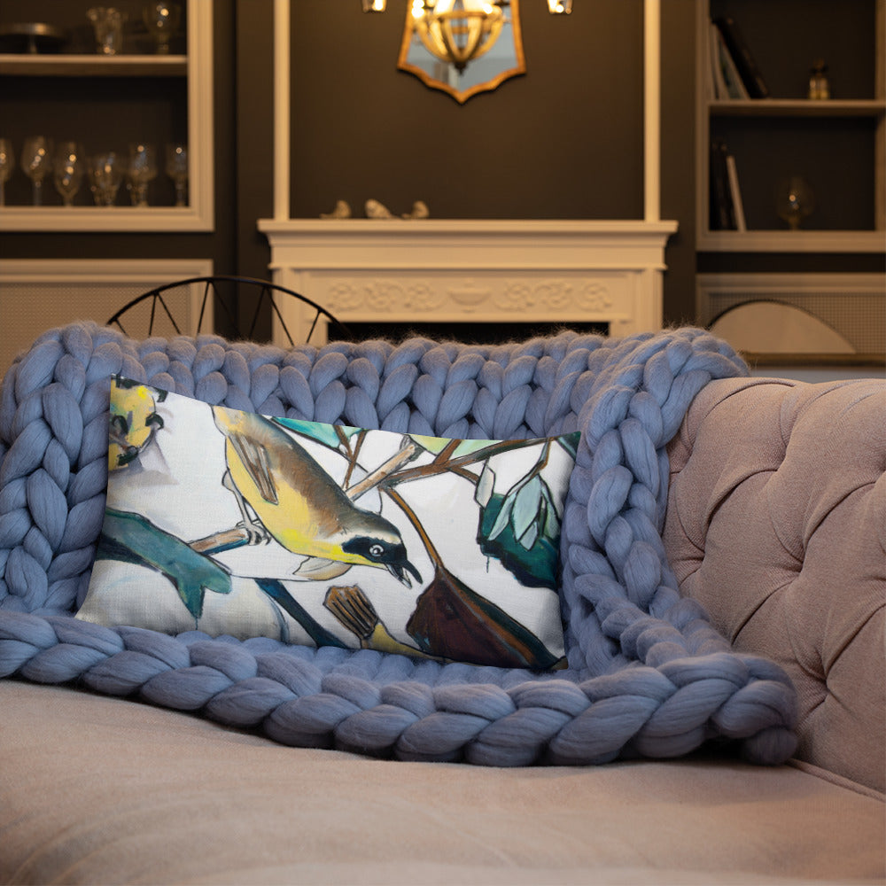 Yellowthroat and Magnolia Premium Pillow