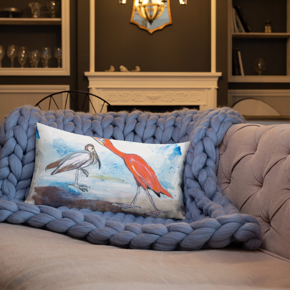 Scarlet Ibis and Friend Premium Pillow