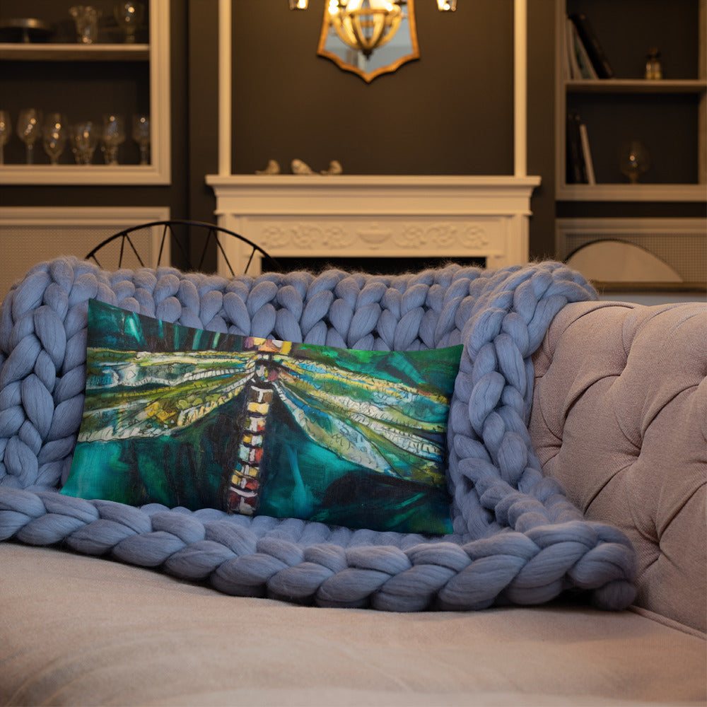 Green Dragonfly Premium Pillow