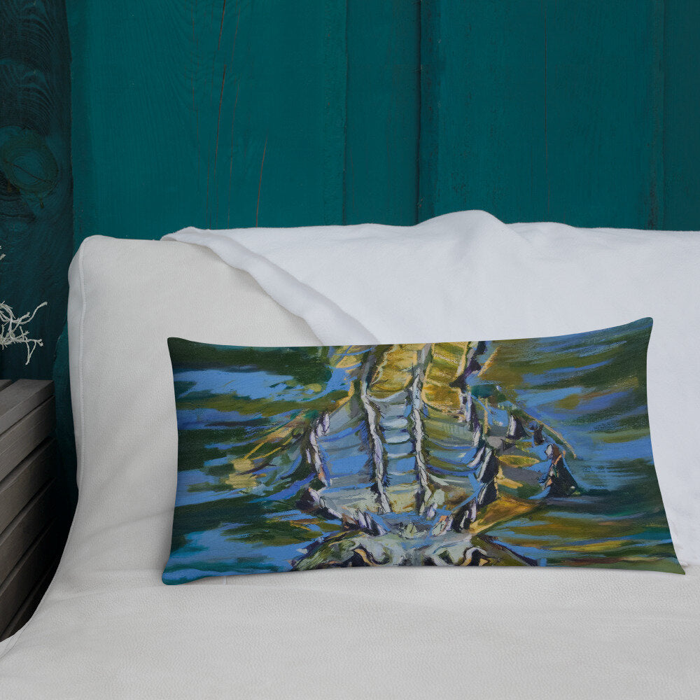 Alligator Under the Water Premium Pillow