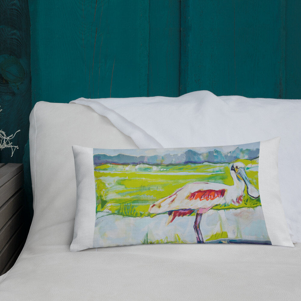 Roseate Spoonbill in His Sanctuary Premium Pillow