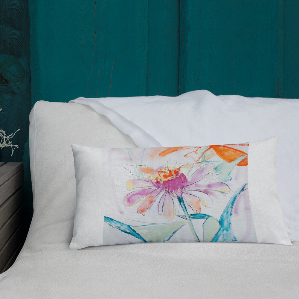 Fuchsia Zinnia Premium Pillow