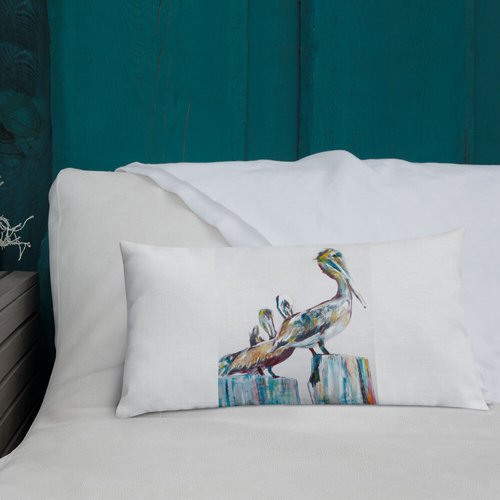 Bold Pelicans in the Fog Premium Pillow