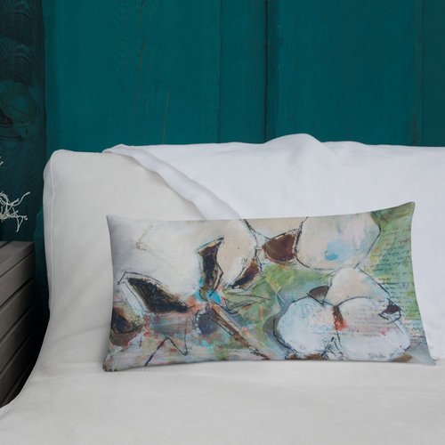 Square Vintage Cotton Collage III Premium Pillow