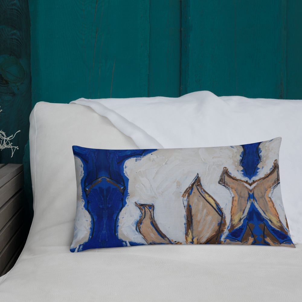 Cobalt Blue Cotton Boll Premium Pillow