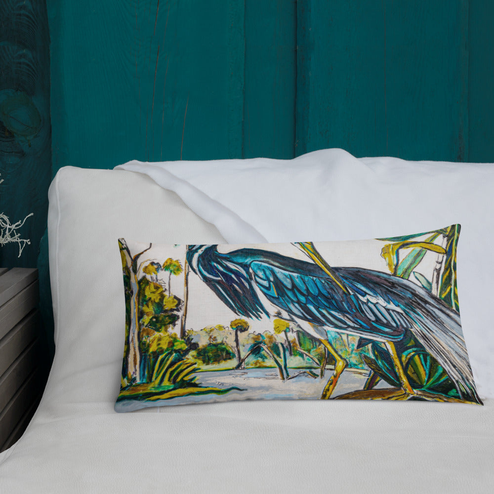 Blue Heron (Dark) Premium Pillow