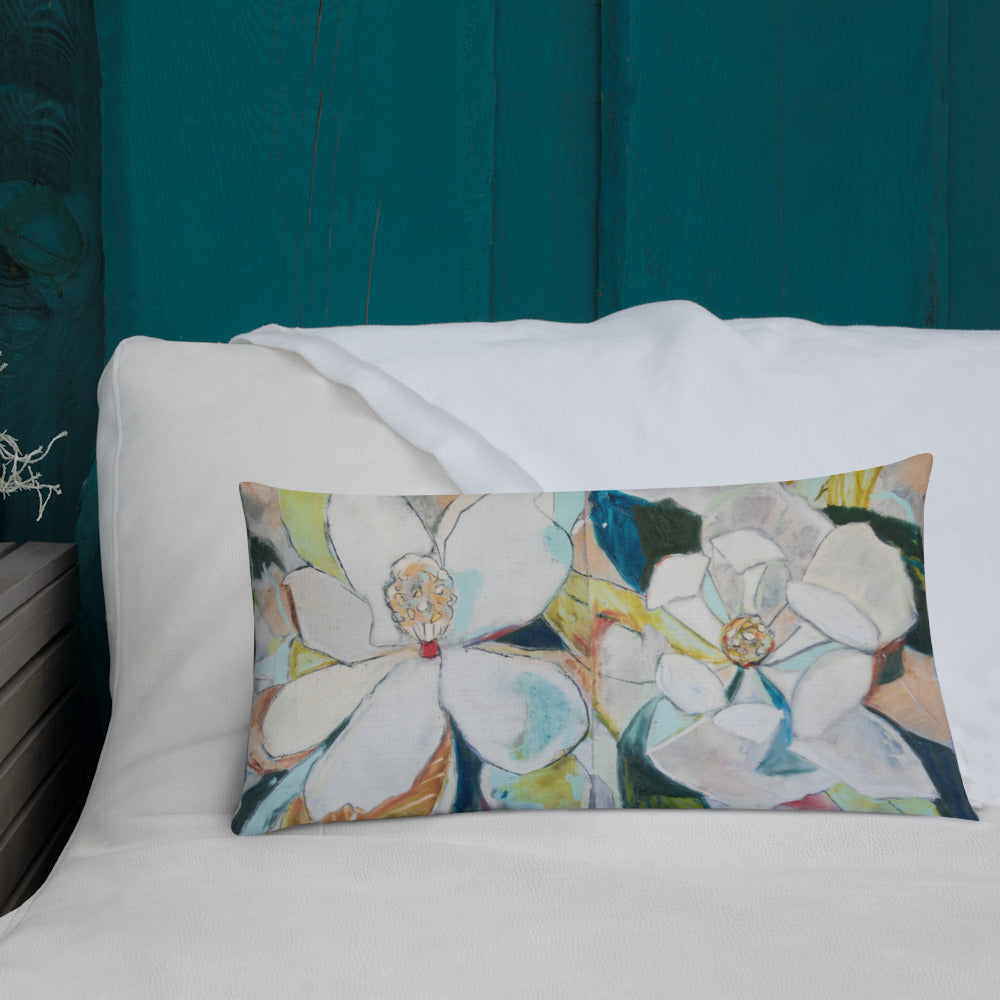 Soft Magnolia Diptych Premium Pillow