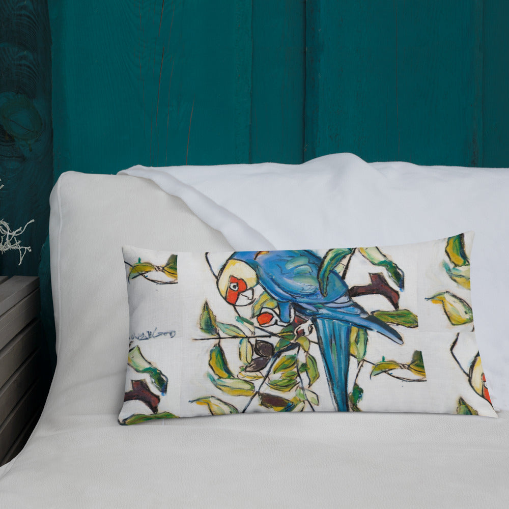 Blue Parakeets Premium Pillow