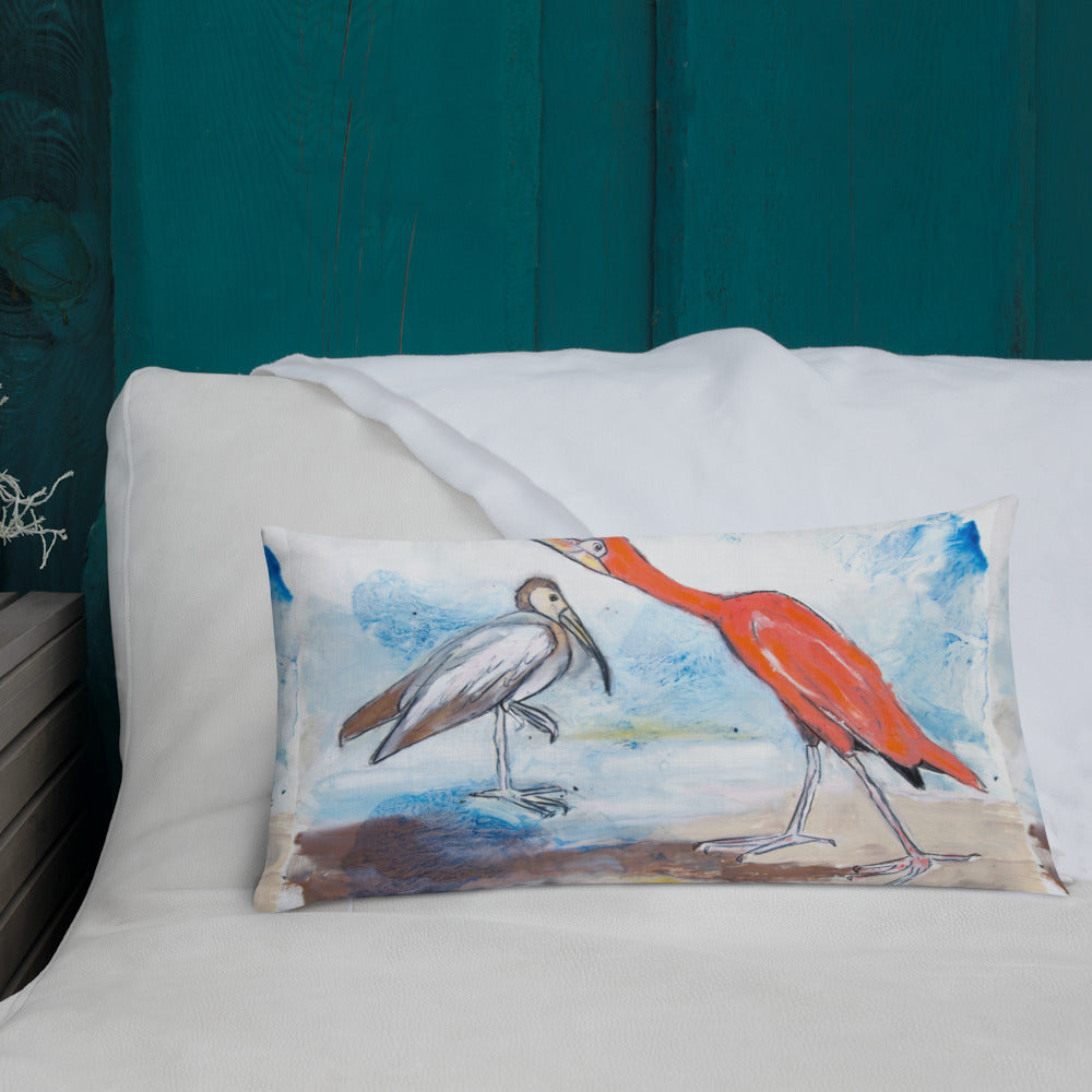 Scarlet Ibis and Friend Premium Pillow