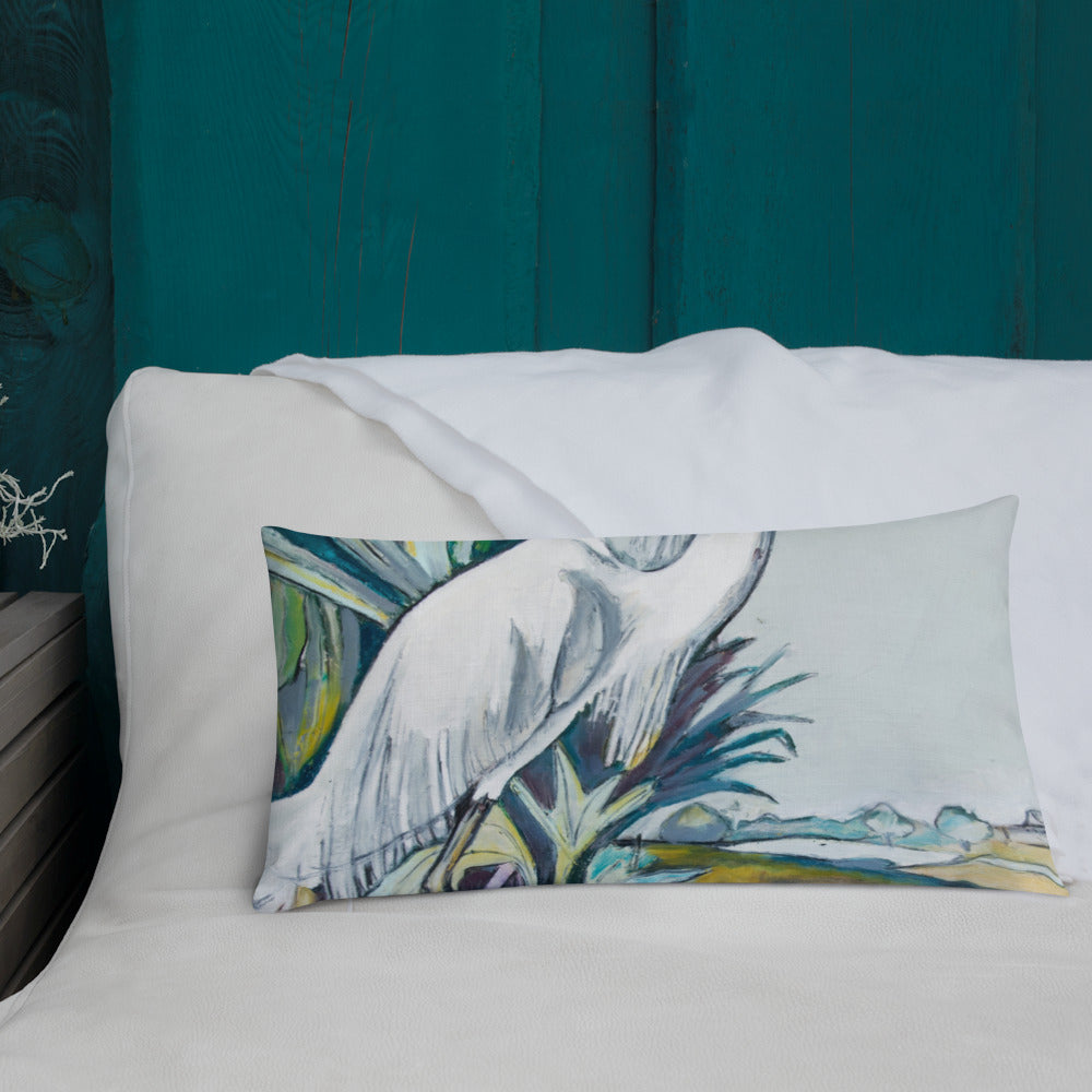 Snowy White Heron Premium Pillow