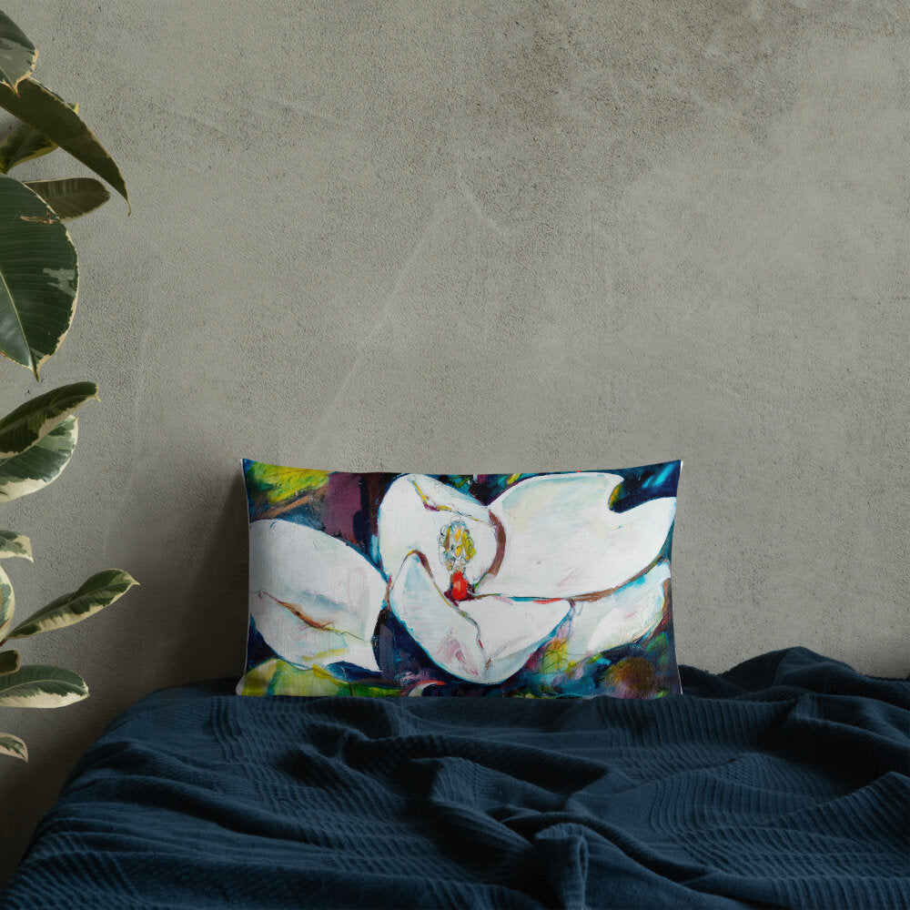 Magnolia with Painted Bunting Premium Pillow