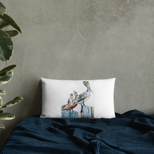 Bold Pelicans in the Fog Premium Pillow