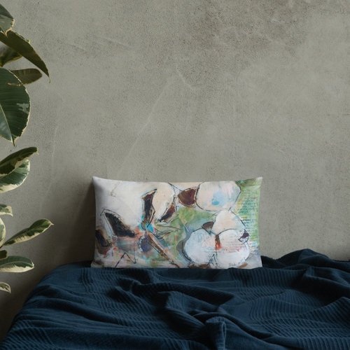 Square Vintage Cotton Collage III Premium Pillow
