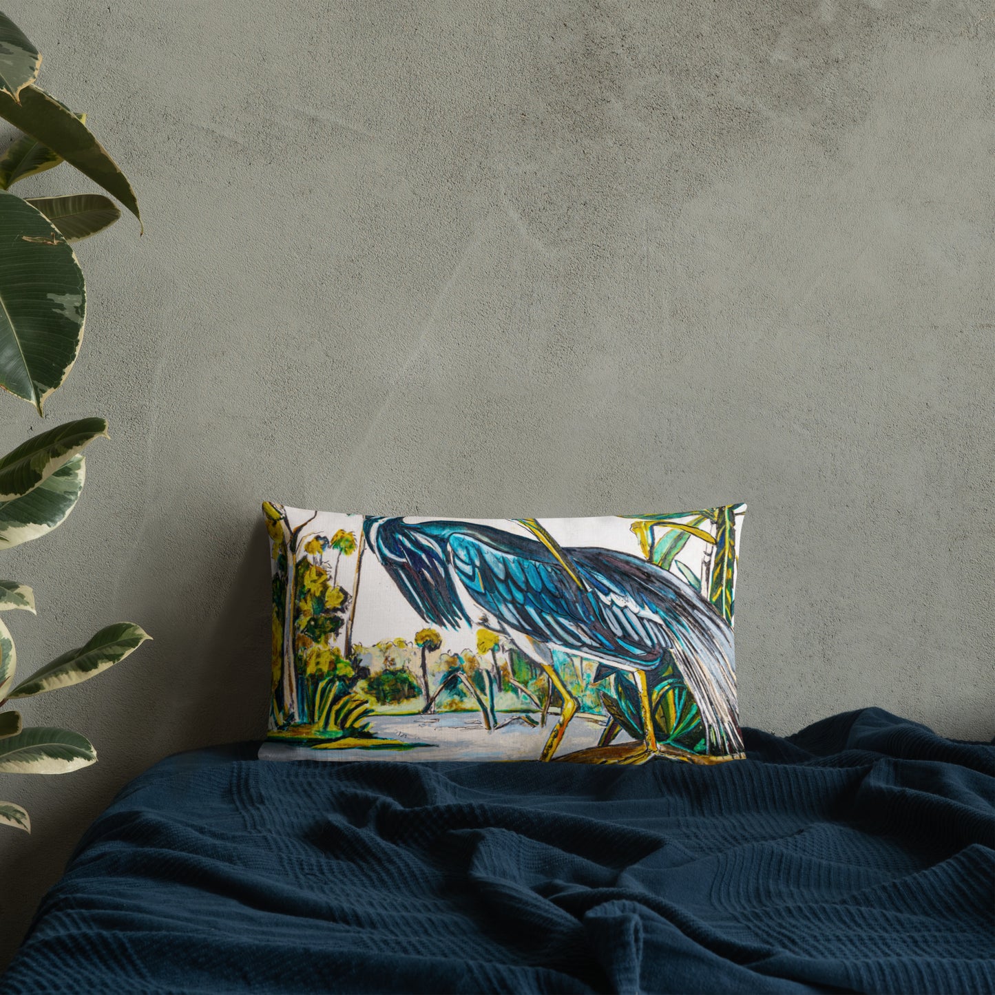 Blue Heron (Dark) Premium Pillow