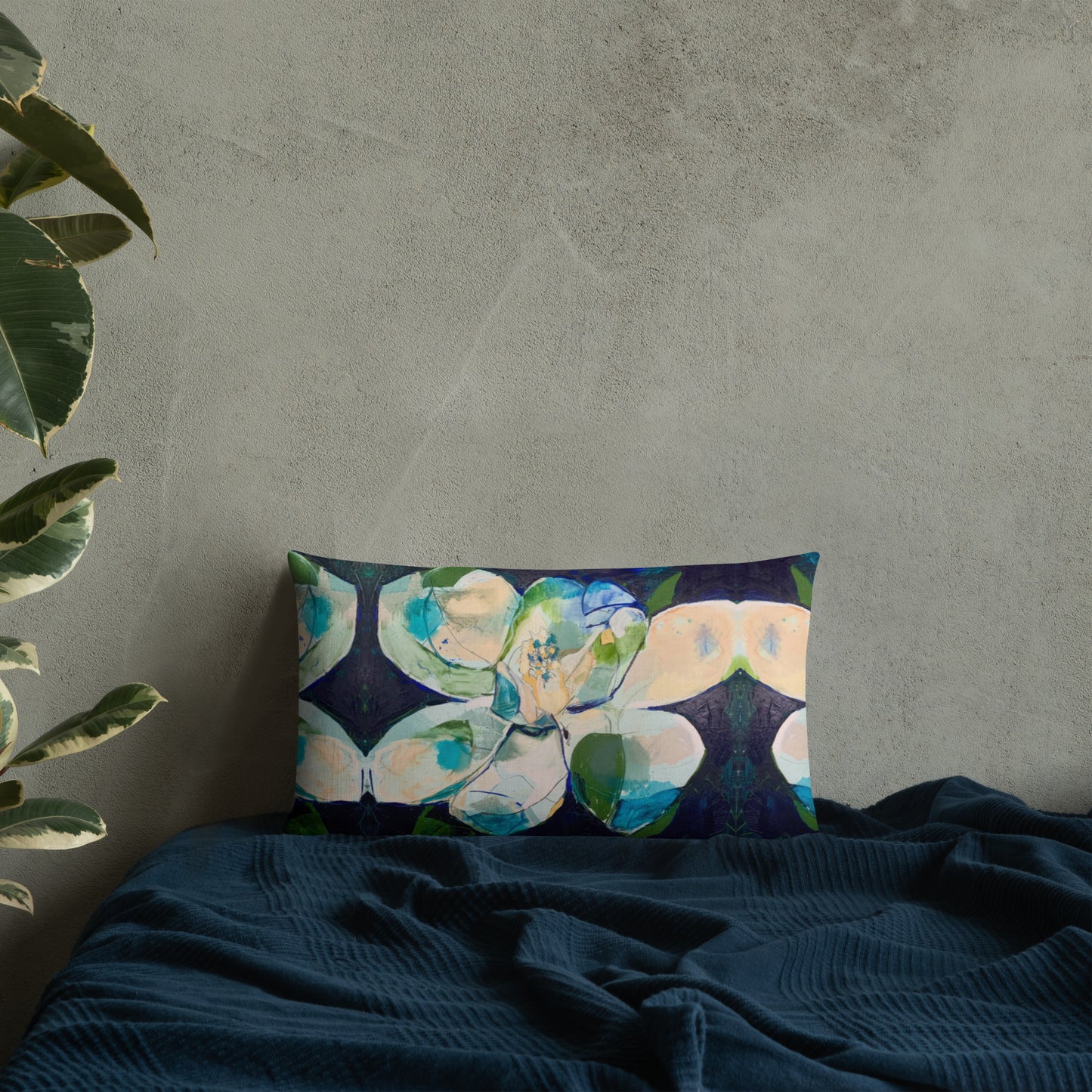 Bold Indigo Magnolia Premium Pillow