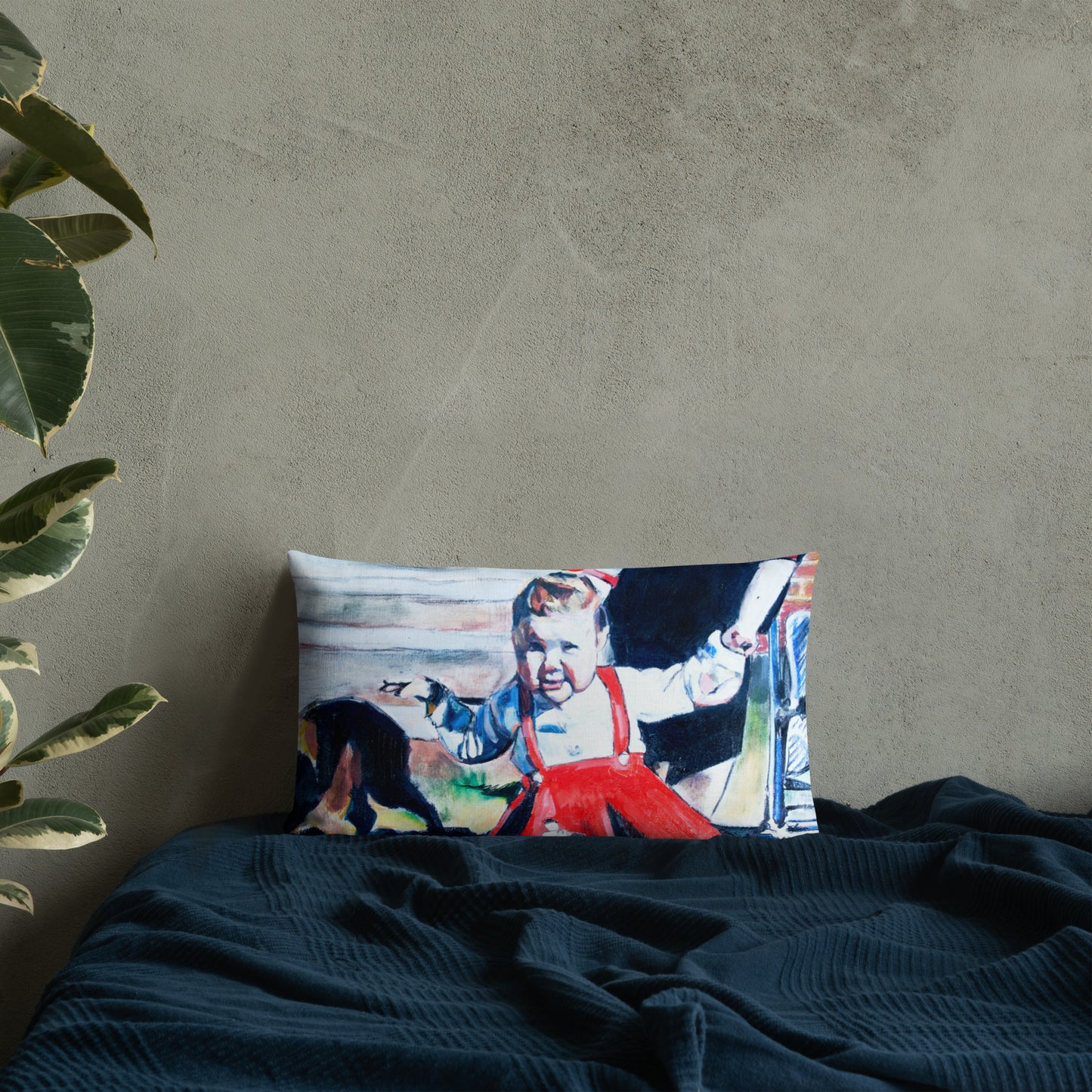 Vintage Mother with Baby in Red Dress Premium Pillow