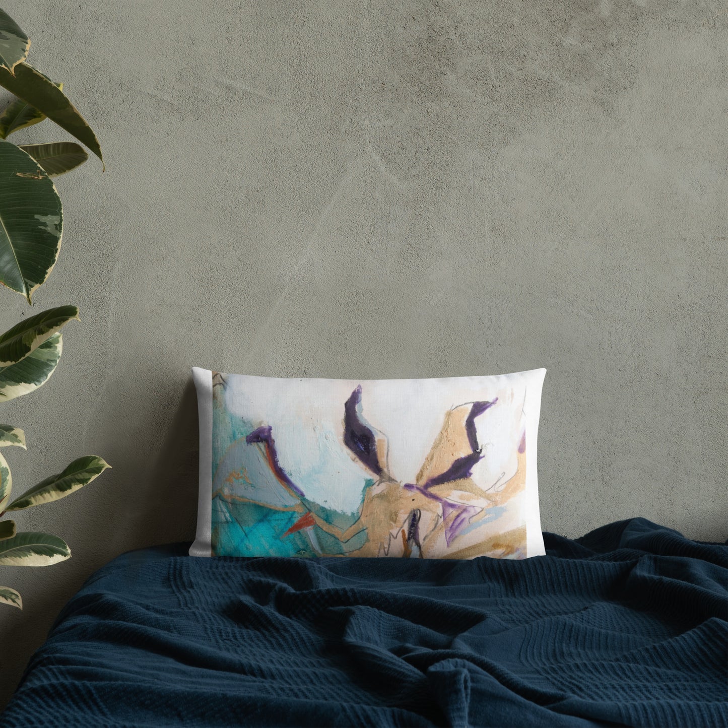 Cotton with Teal Splash III Premium Pillow