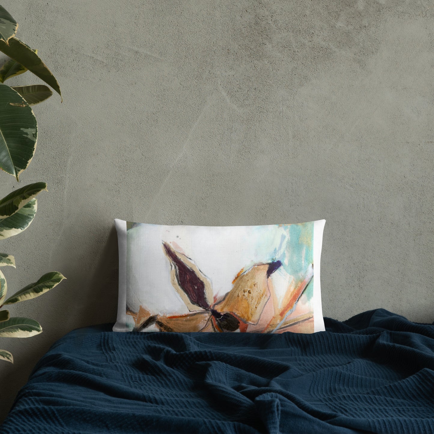 Cotton with Teal Splash Premium Pillow