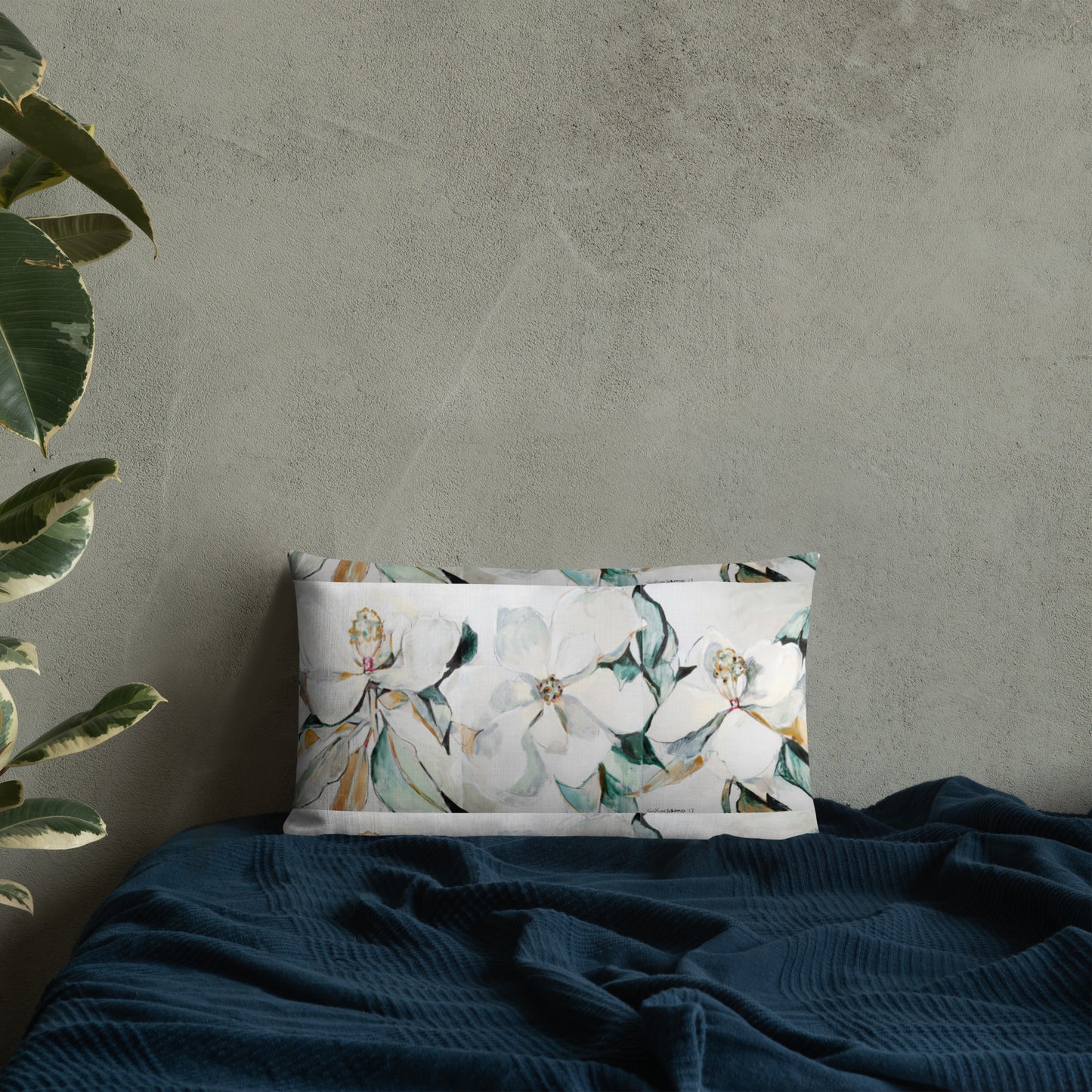 Soft Magnolia Triptych Premium Pillow