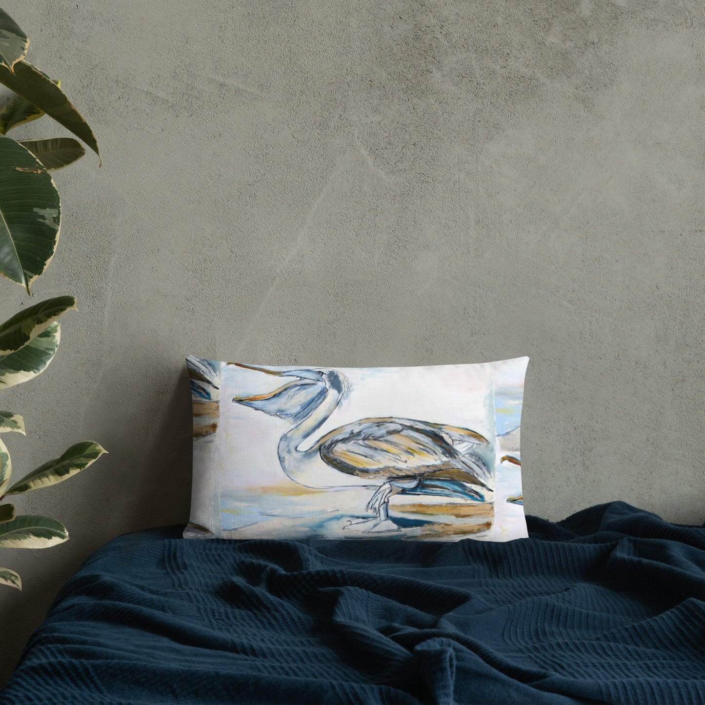 Brown Pelican on the Shore Premium Pillow