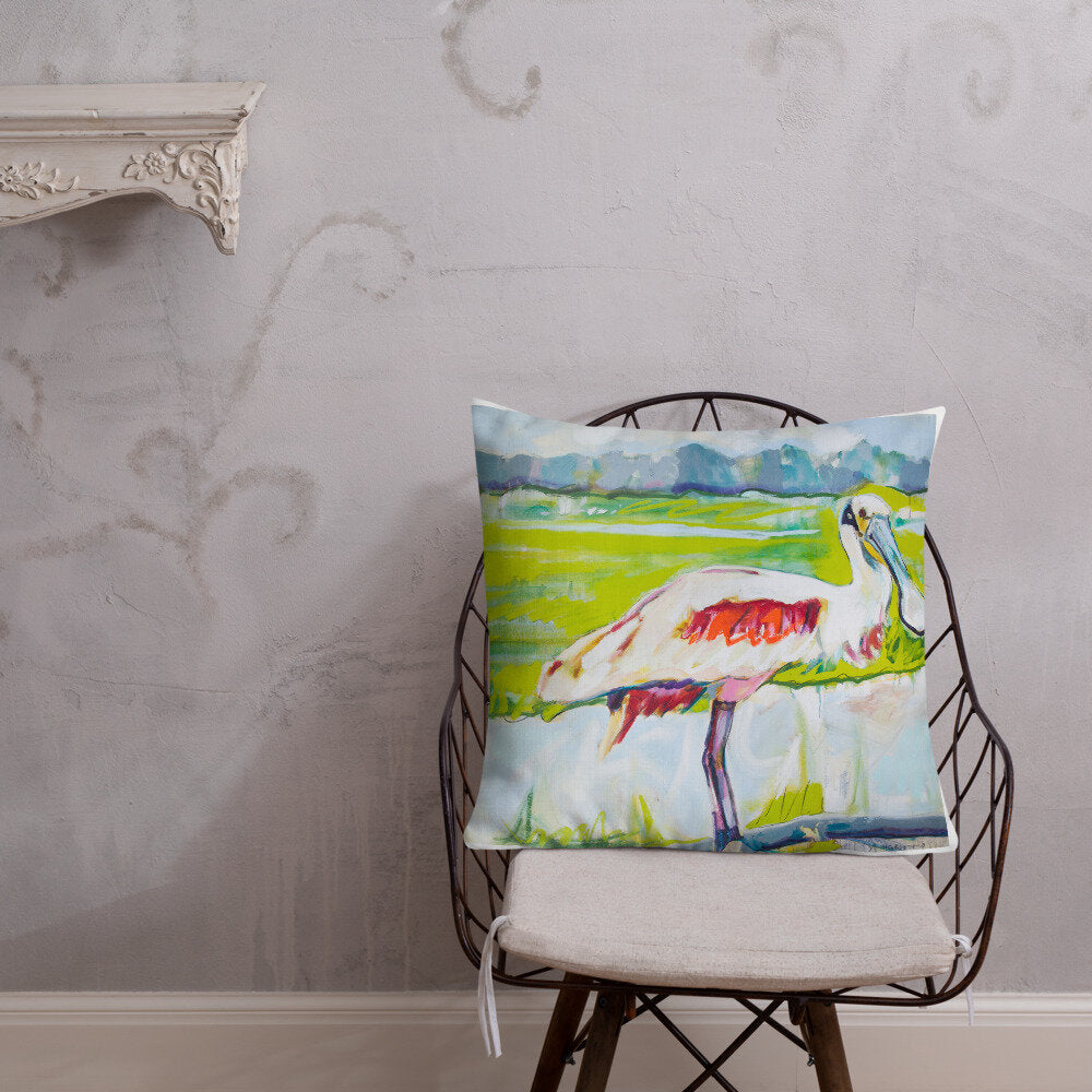 Roseate Spoonbill in His Sanctuary Premium Pillow