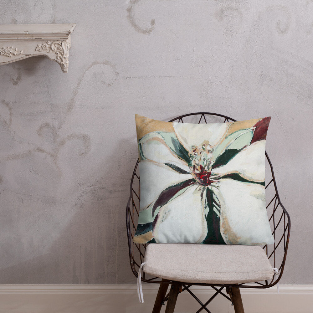 Metallic Gold Magnolia Premium Pillow