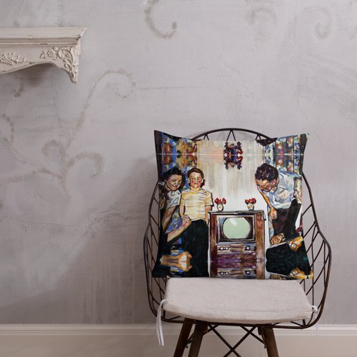 Vintage TV Pattern Premium Pillow