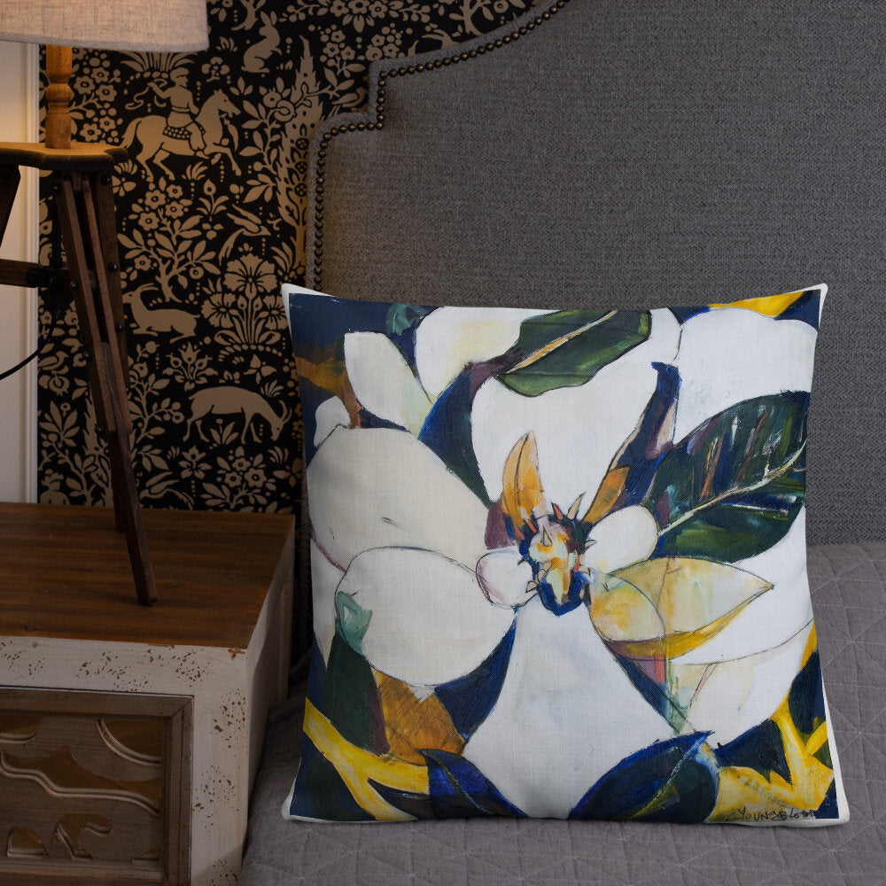 Navy Magnolia Premium Pillow