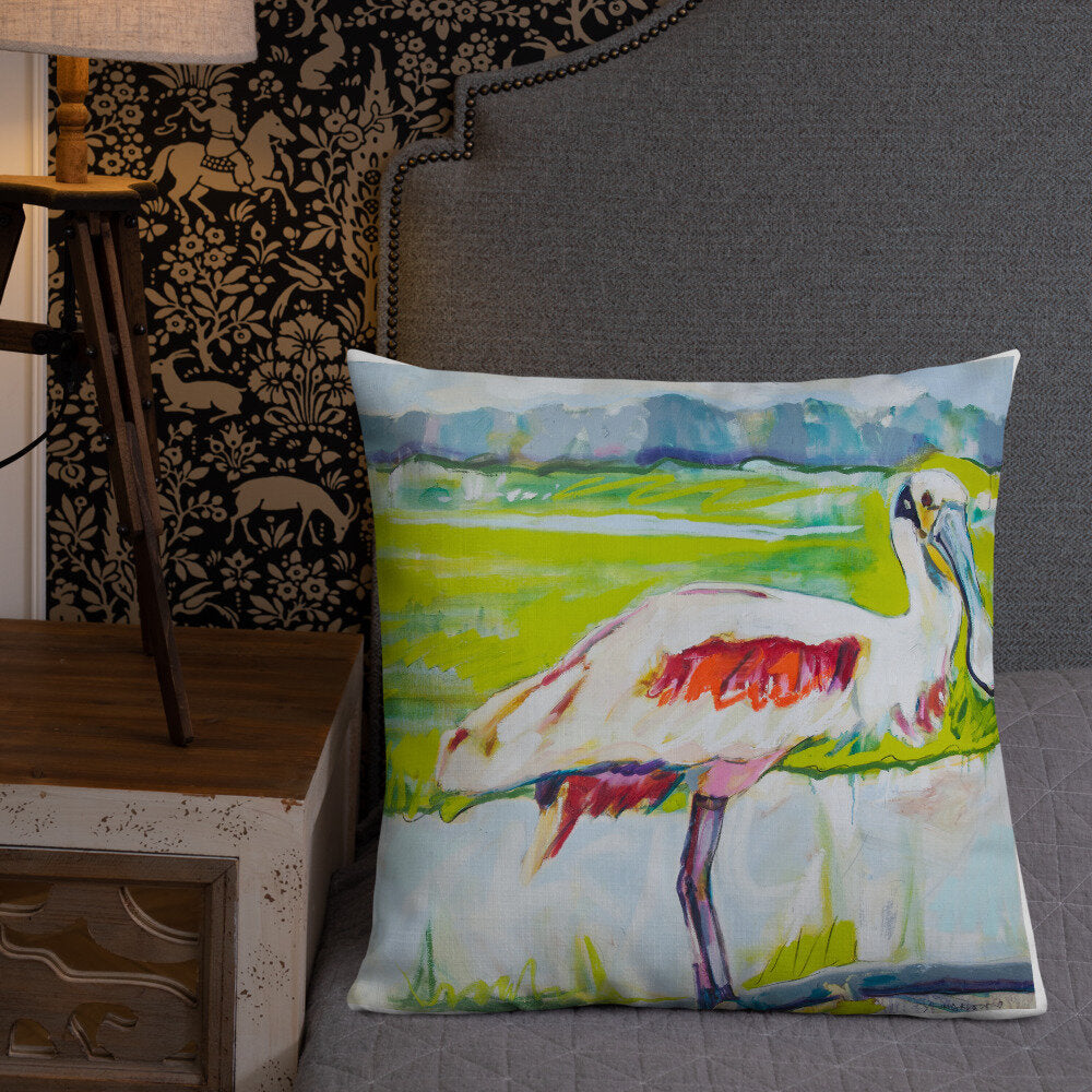 Roseate Spoonbill in His Sanctuary Premium Pillow