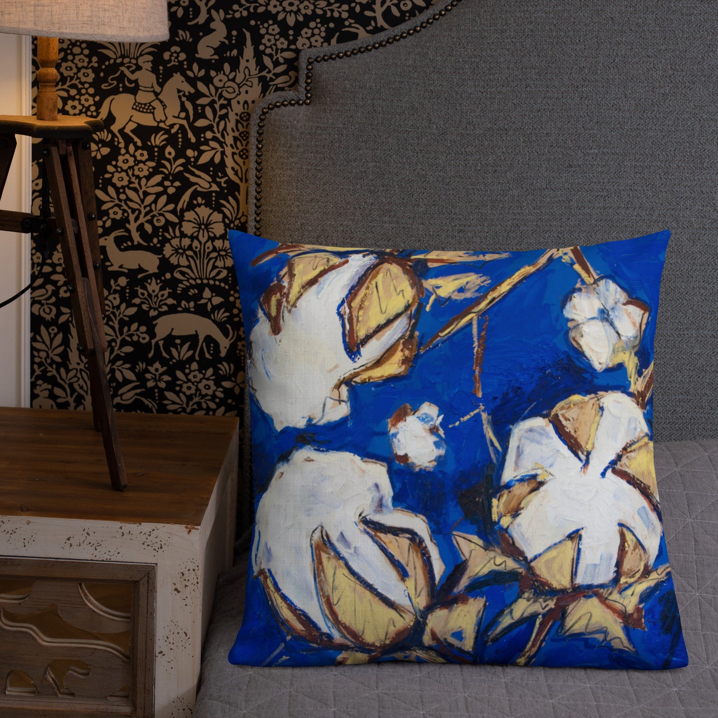 Cobalt & Gold Cotton Premium Pillow