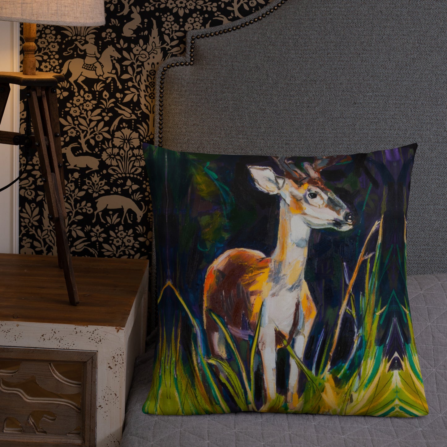 Buck in Bayou Brush Premium Pillow