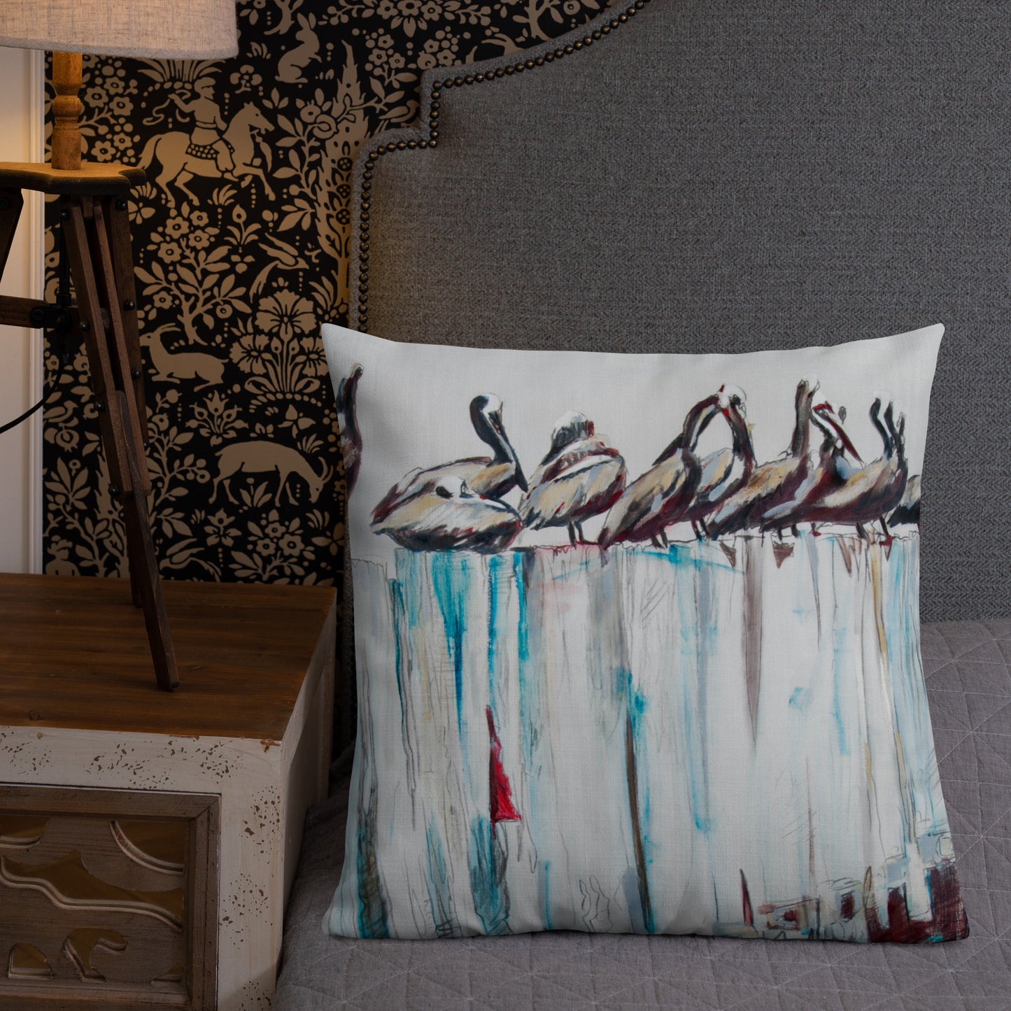 Pelicans on the Pier III Premium Pillow