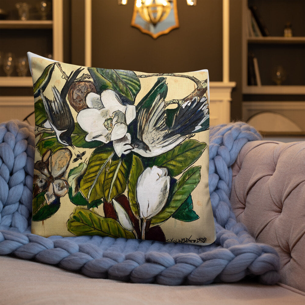 Cuckoos with Magnolia Premium Pillow