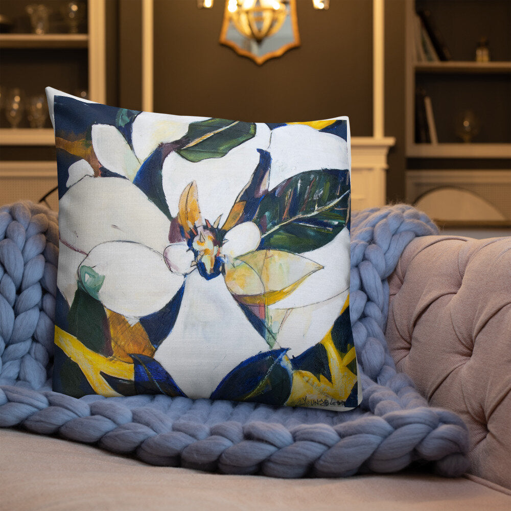 Navy Magnolia Premium Pillow