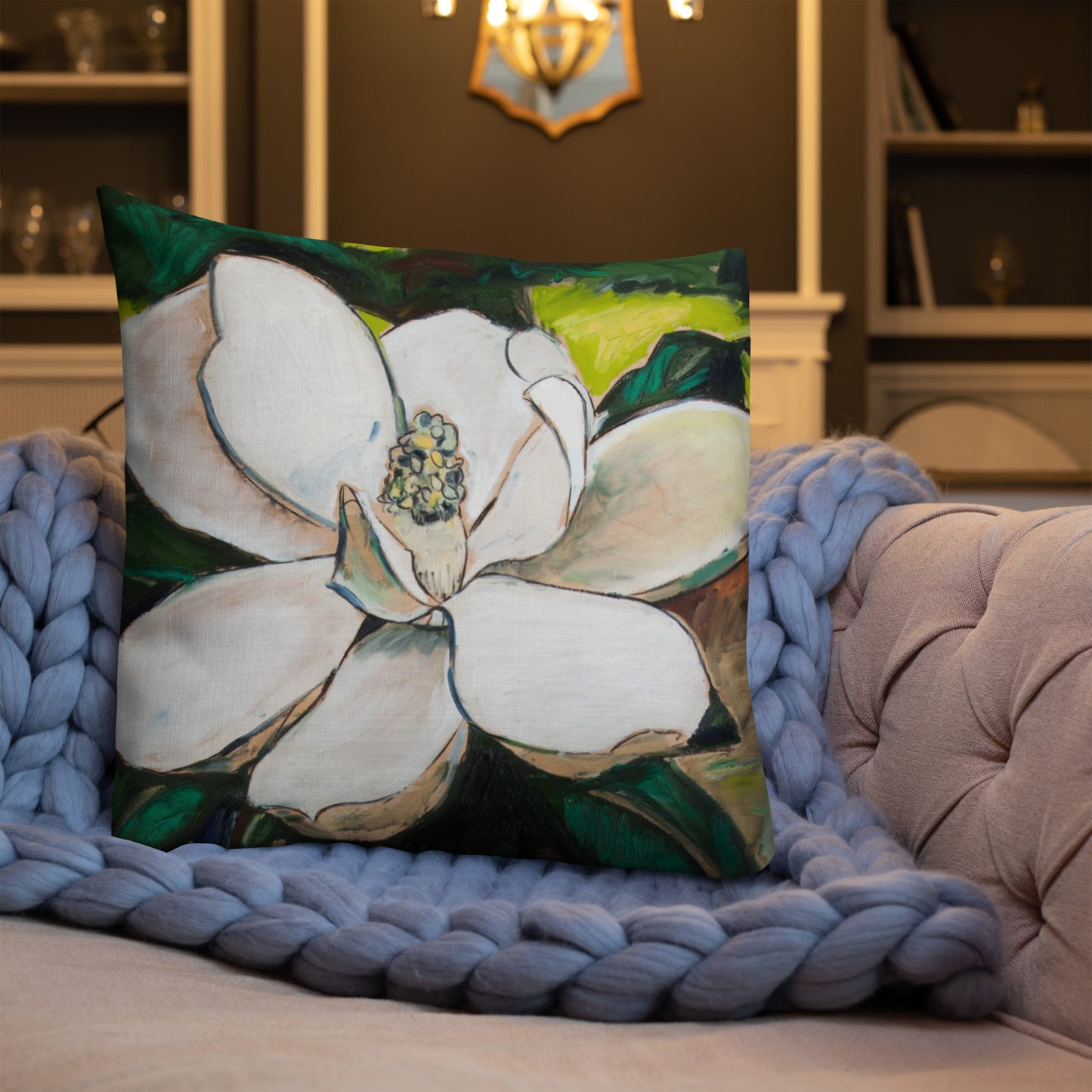 Magnolia Study on wood III Premium Pillow