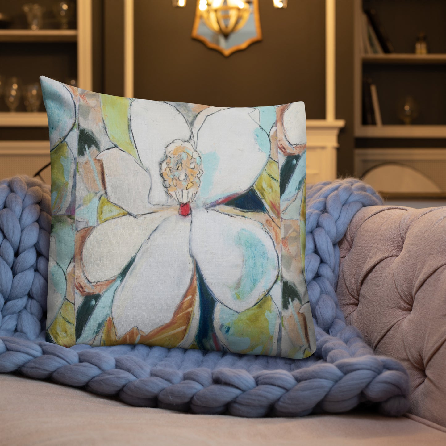 Soft Abstract Magnolia Premium Pillow