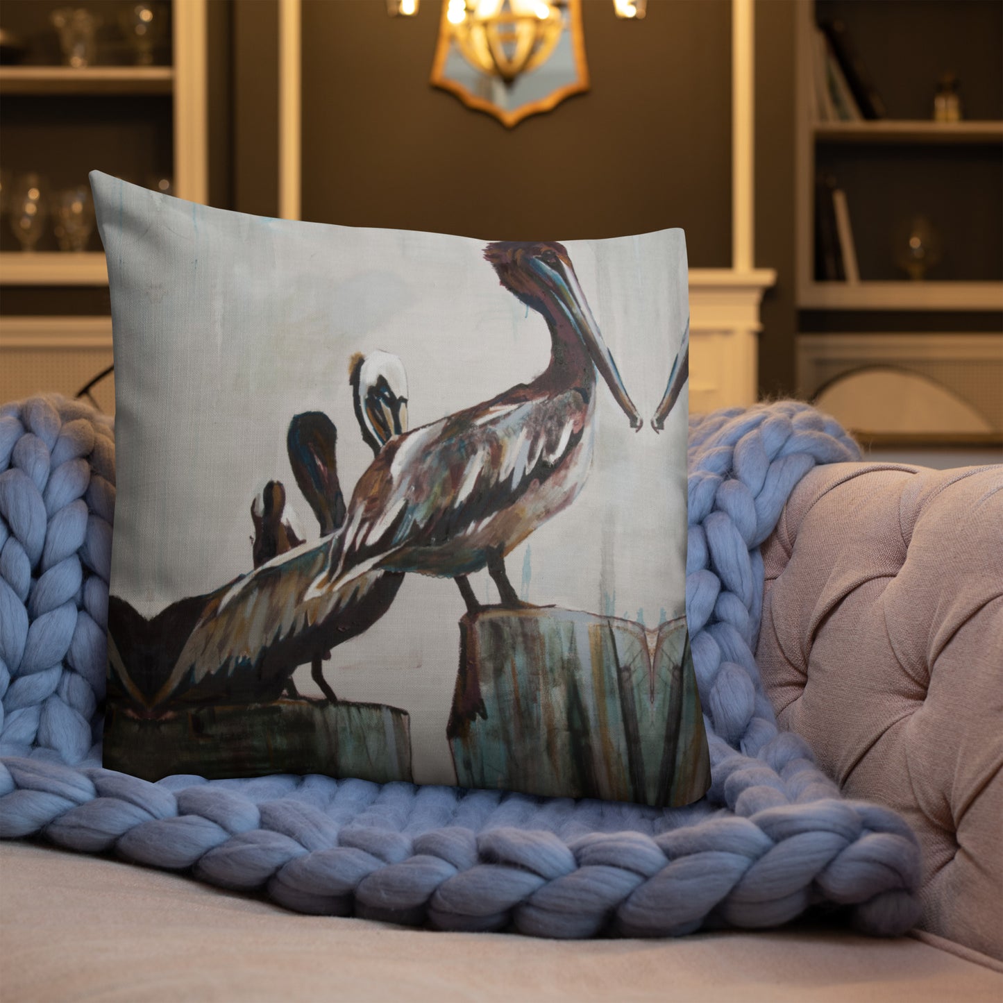 Pelicans in the Fog Premium Pillow