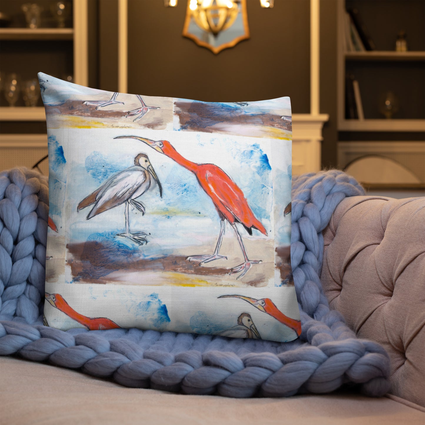 Scarlet Ibis and Friend Premium Pillow