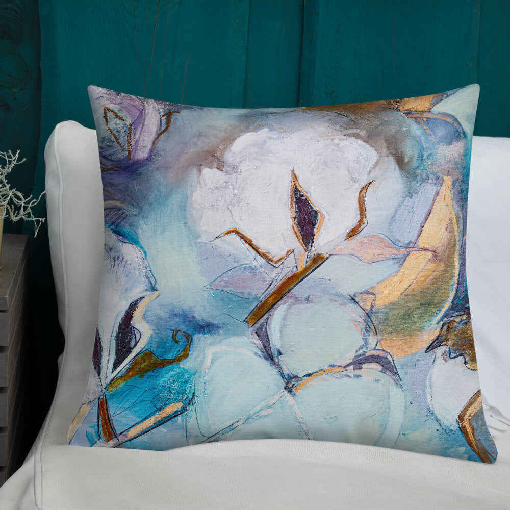 Cotton with Soft Teal Premium Pillow