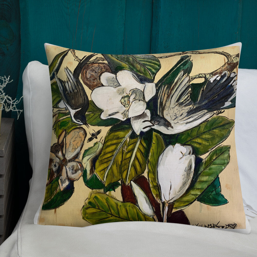 Cuckoos with Magnolia Premium Pillow